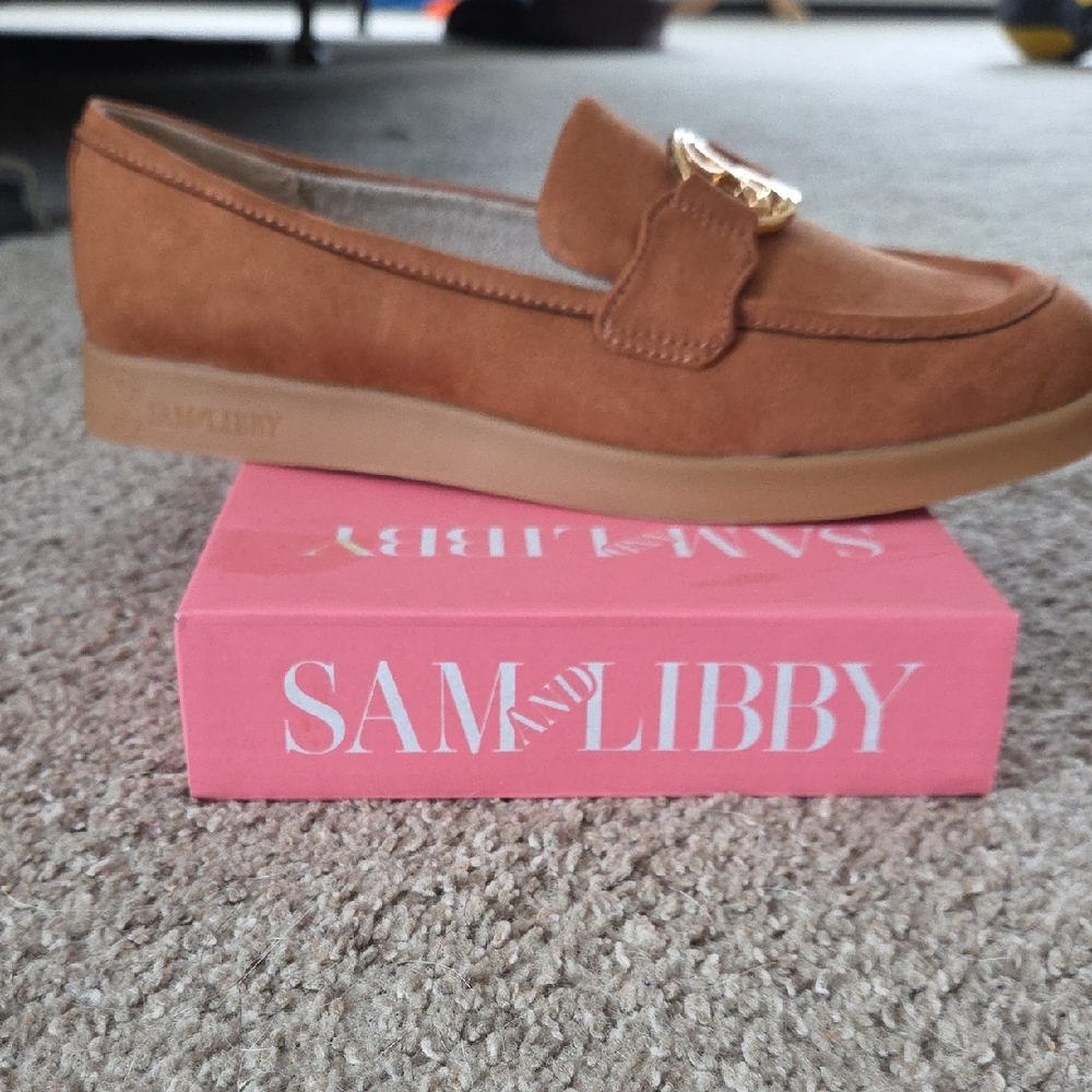 Sam & Libby Brown Loafers with Gold Accent